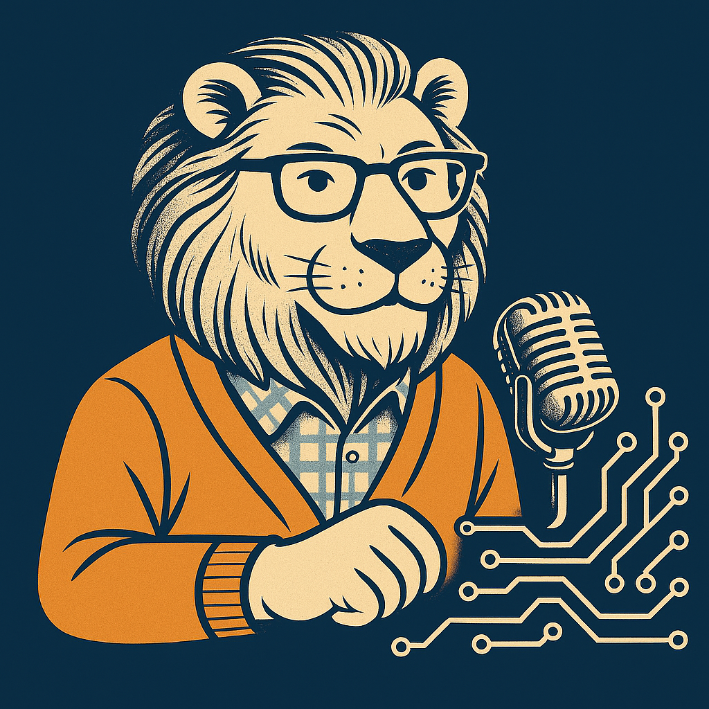 Lion with microphone representing Dutch voice AI